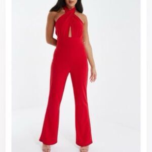 🔥Quiz Elegant Red Halter Jumpsuit sz 6 NWT